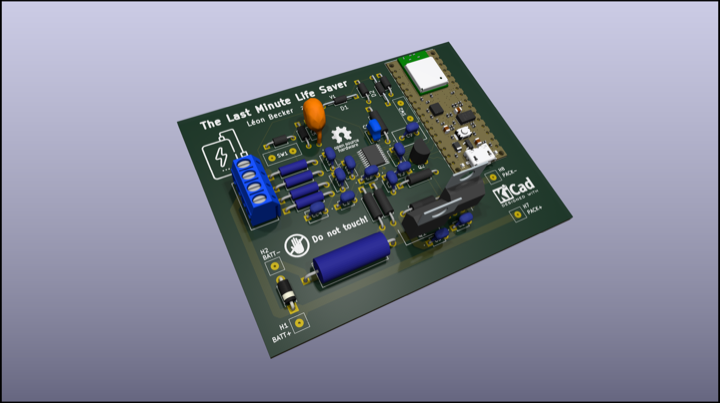 Three-dimensional render of the populated power bank PCB